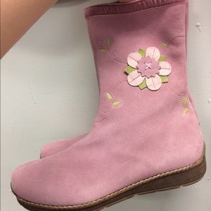Land’s end Pink Suede boots with flower detail